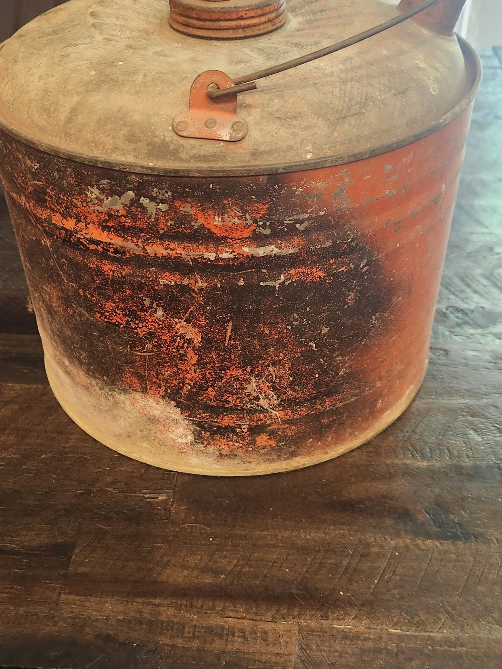 Vintage Rusted Orange Metal Kettle with Spout - Picture 5 of 7